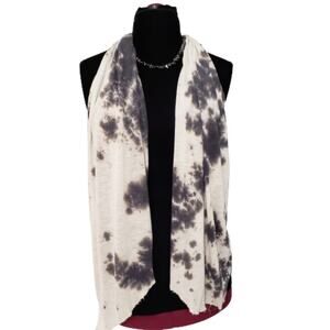 Blue Life Gray and White Tie Dye Sleeveless Drape Cardigan Vest Shrug XS